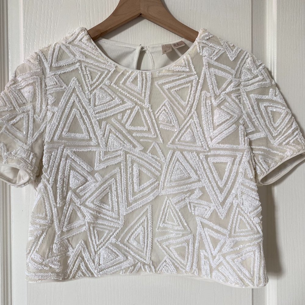 Forever 21 White Party New Years NYE Sequin Crop Top